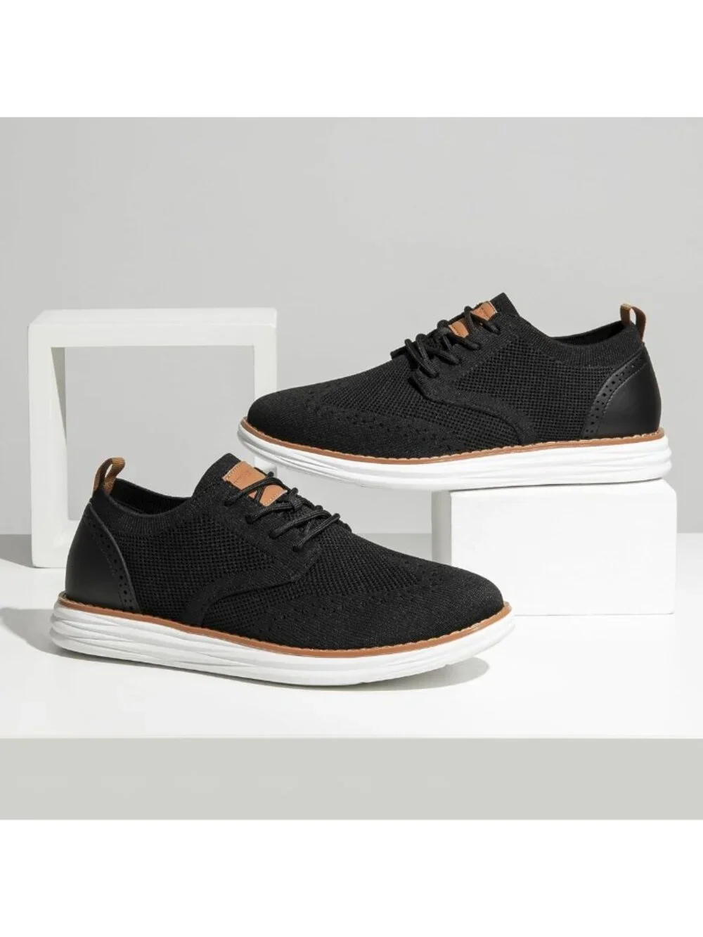 Stylish Men's KnitFlex Craft Mesh Oxfords Sneakers - Breathable, Lightweight
